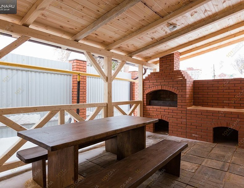 Бани Малина, в Уфе, Герцена, 53а (район Черниковка) | Домик: Виктория. Фото: 36 терасса с мангальной зоной | 1001sauna.com