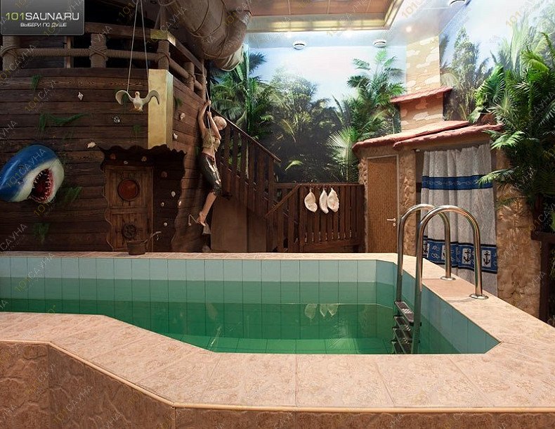 Сауна Брызги На Ладожской 2/37, в Москве, Ладожская улица, 2/37 | Зал "Пиратский корабль" | 1001sauna.com