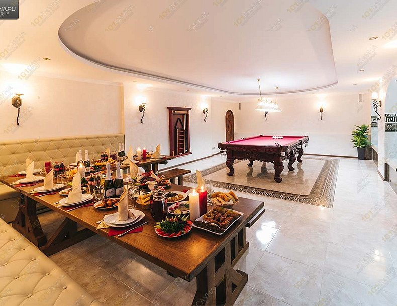 Оздоровительный комплекс Банный штаб, в Москве, ул. Трофимова, д. 36 к.1 | Европейский зал с бильярдом | 1001sauna.com