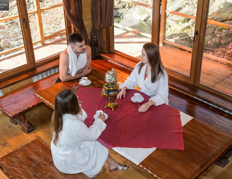 Банный комплекс Баня Вольница, в Сочи, Г. Сочи, Хостинский район, Мацеста, село Семёновка, этнографический комплекс Вольница | Комната отдыха с кухней | 1001sauna.com