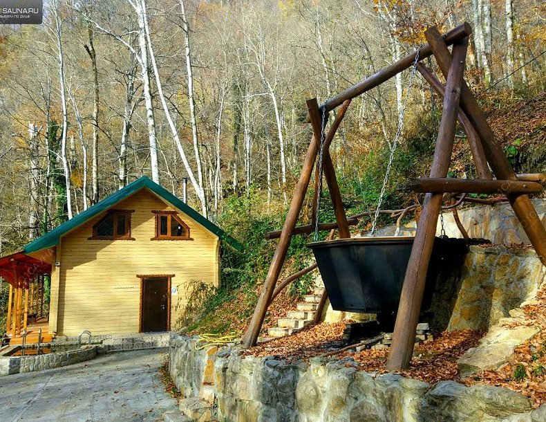 Банный комплекс Баня Вольница, в Сочи, Г. Сочи, Хостинский район, Мацеста, село Семёновка, этнографический комплекс Вольница | Деревянный терем с двором | 1001sauna.com