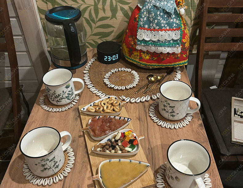 Баня Баня Форест, в Санкт-Петербурге, Приозерский р-н, дер. Борисово, ул. Дачная, 88 | Чайный стол — угощения для гостей после парной | 1001sauna.com